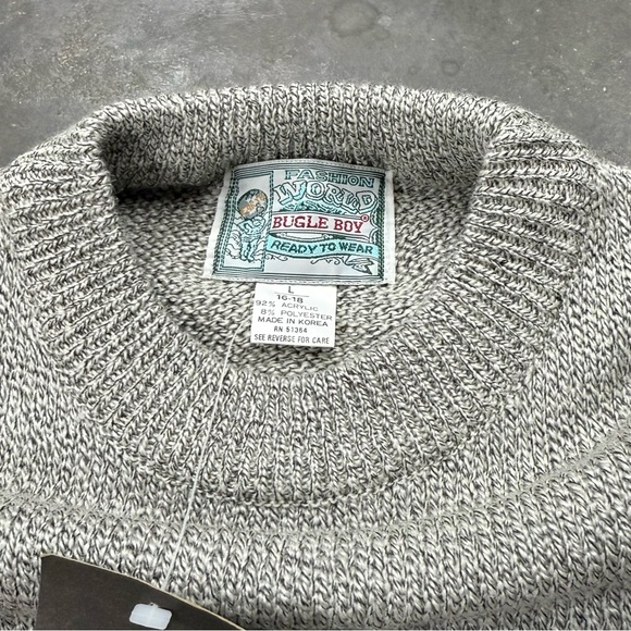 Vintage Bugle Boy Fisherman Sweater Embroidered Logo 90s Knit NOS - Picture 3 of 7
